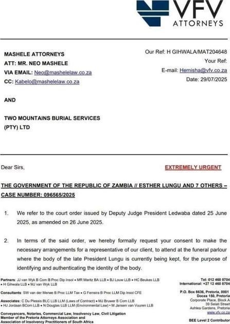 ATTORNEY GENERAL   APPLIES FOR PERMISION TO SEE AND INSPECT EDGAR LUNGU’S BODY
