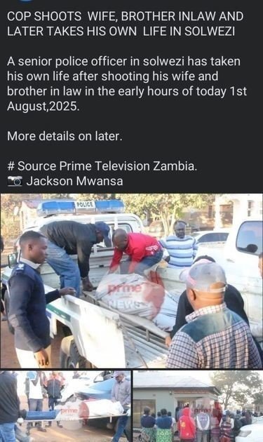 SOLWEZI WOMAN, BROTHER INLAW  SHOT DEAD BY HUBBY (POLICE OFFICER)  WHO LATER KILLED HIMSELF