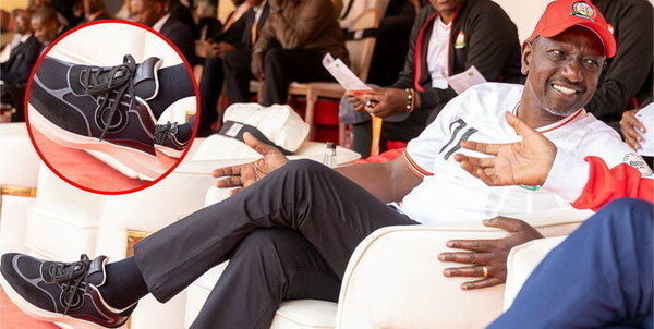 Details of Ruto’s Designer Sneakers Worn During Kenya vs Zambia CHAN Game