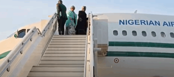 VIDEO: Tinubu, First Lady depart London for Lagos after UK state visit