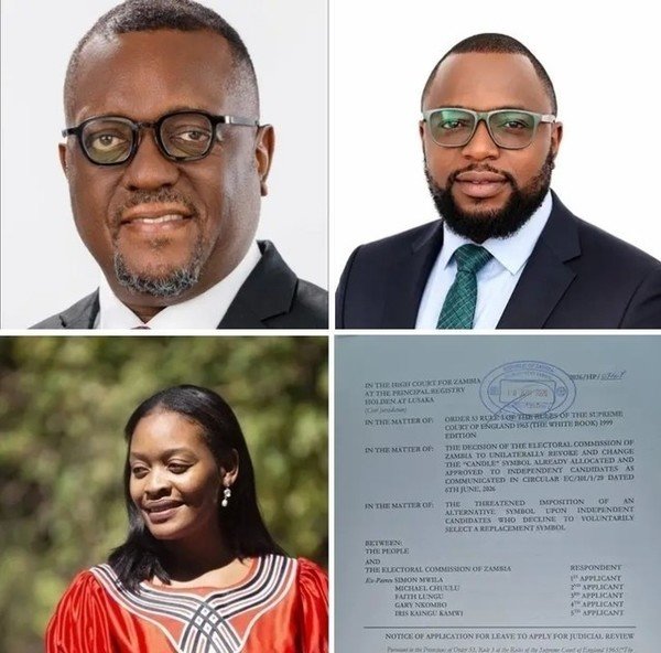 Gary Nkombo, Iris Kaingu,Simon Mulenga Mwila sues  ECZ  over its decision to ban Candle symbol