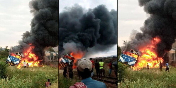 Panic as Train Heading to Mombasa Catches Fire