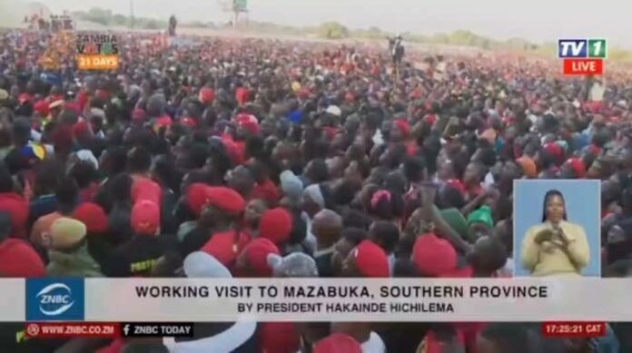 VIDEO: MAZABUKA CROWD RAISES HANDS WHEN ASKED IF THEY WILL FOLLOW GARY NKOMBO BY HICHILEMA