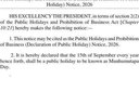 Zimbabwe has declared President Emmerson Mnangagwa’s birthday a public holiday in his honour