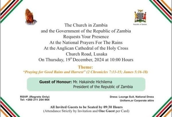 Praying for Rains, Yet Meteorological Agency say we have normal rainfall- Amb. Emmanuel Mwamba