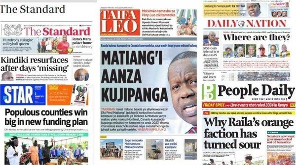 Kenyan newspapers review: Fred Matiang'i prepares to challenge William Ruto in 2...