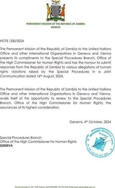 GOVERNMENT RESPONDS TO UN HUMAN RIGHTS SPECIAL RAPPORTUER ON ARRESTS AND ABUSE OF MEMBERS OF THE OPPOSITION AND CRITICS