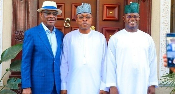 PHOTOS: Yahaya Bello, Usman Ododo Visit Wike In Abuja