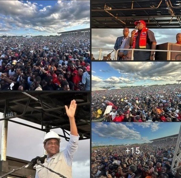 THOUSANDS OF PEOPLE TURNED- UP IN LUANSHYA TO INTERACT WITH REPUBLICAN PRESIDENT MR HAKAINDE HICHILEMA